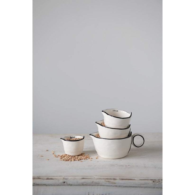 Creative Co-op - Stoneware Measuring Cups with Black Rims – Kitchen ...