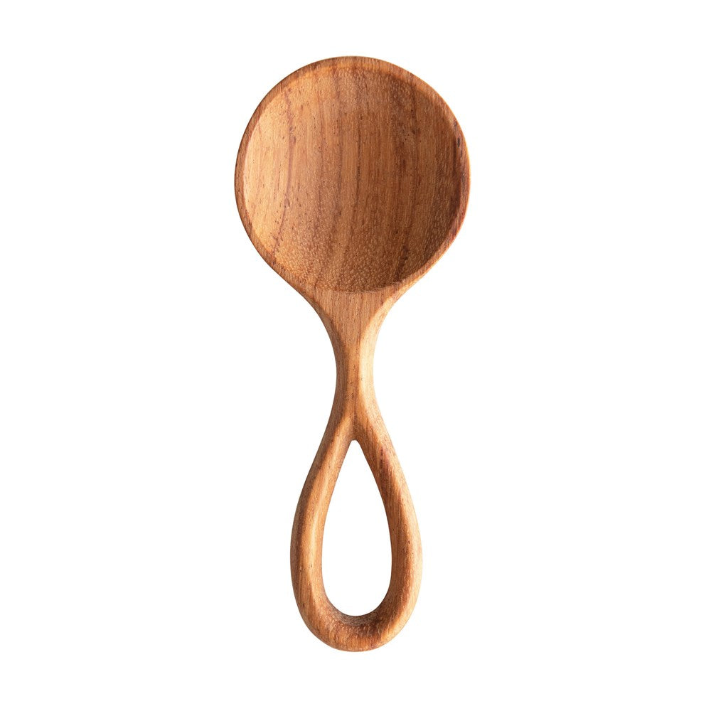 doussie wood kitchen spoon on a white background