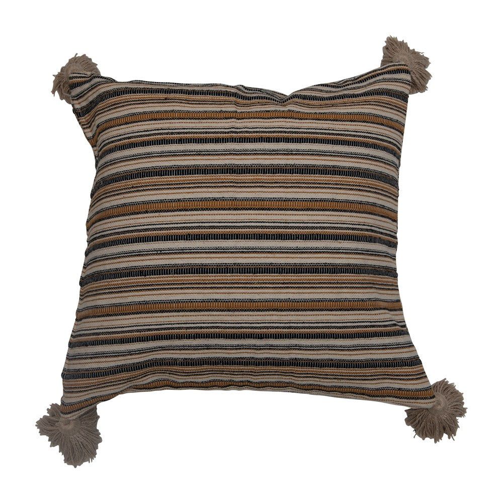 stripe pillow with tassels on a white background
