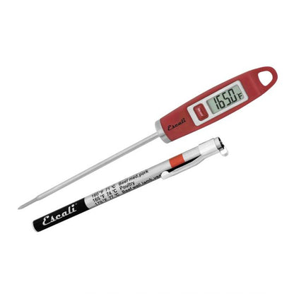 red gourmet digital thermometer and cover on a white background
