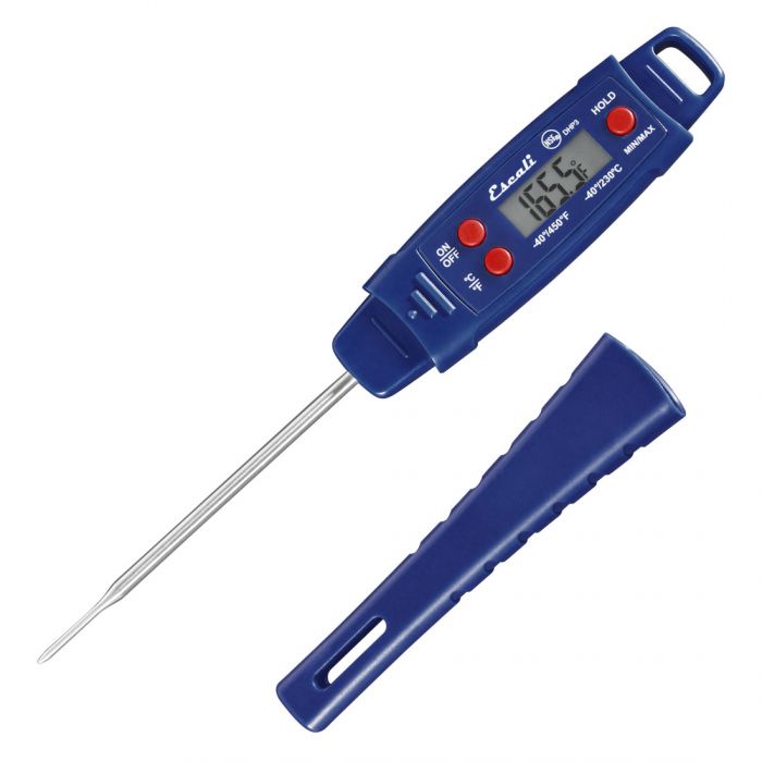 waterproof digital thermometer with cover off on a white background