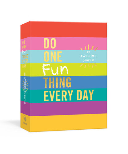 front cover of do one fun thing everyday journal with a striped rainbow design.