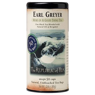 earl greyer black tea canister on a white background