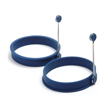 blue silicone pancake rings with handle.