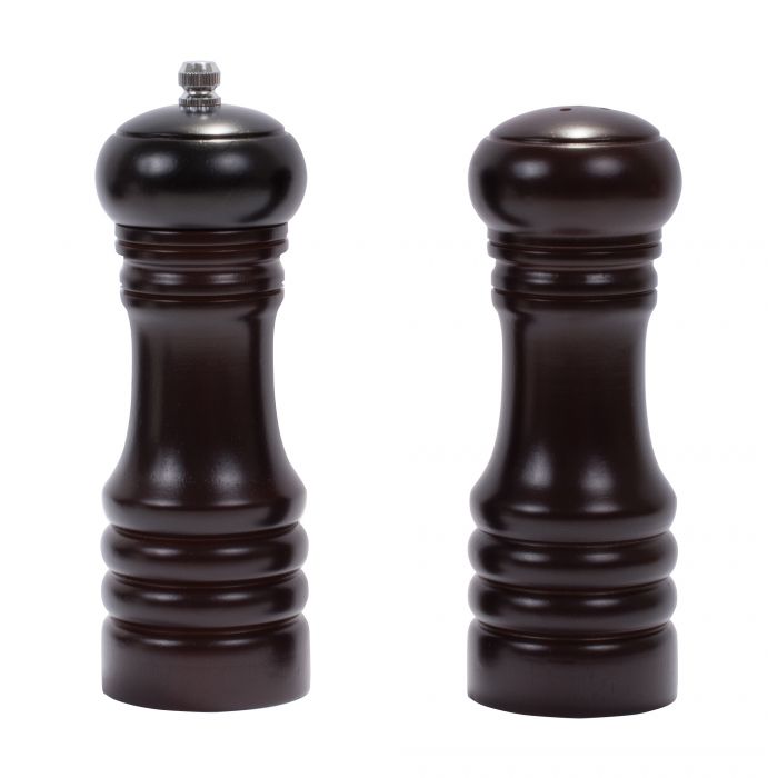 the pepper mill and salt shaker set on a white background