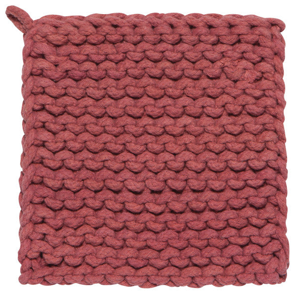 canyon rose knit potholder on a white background.