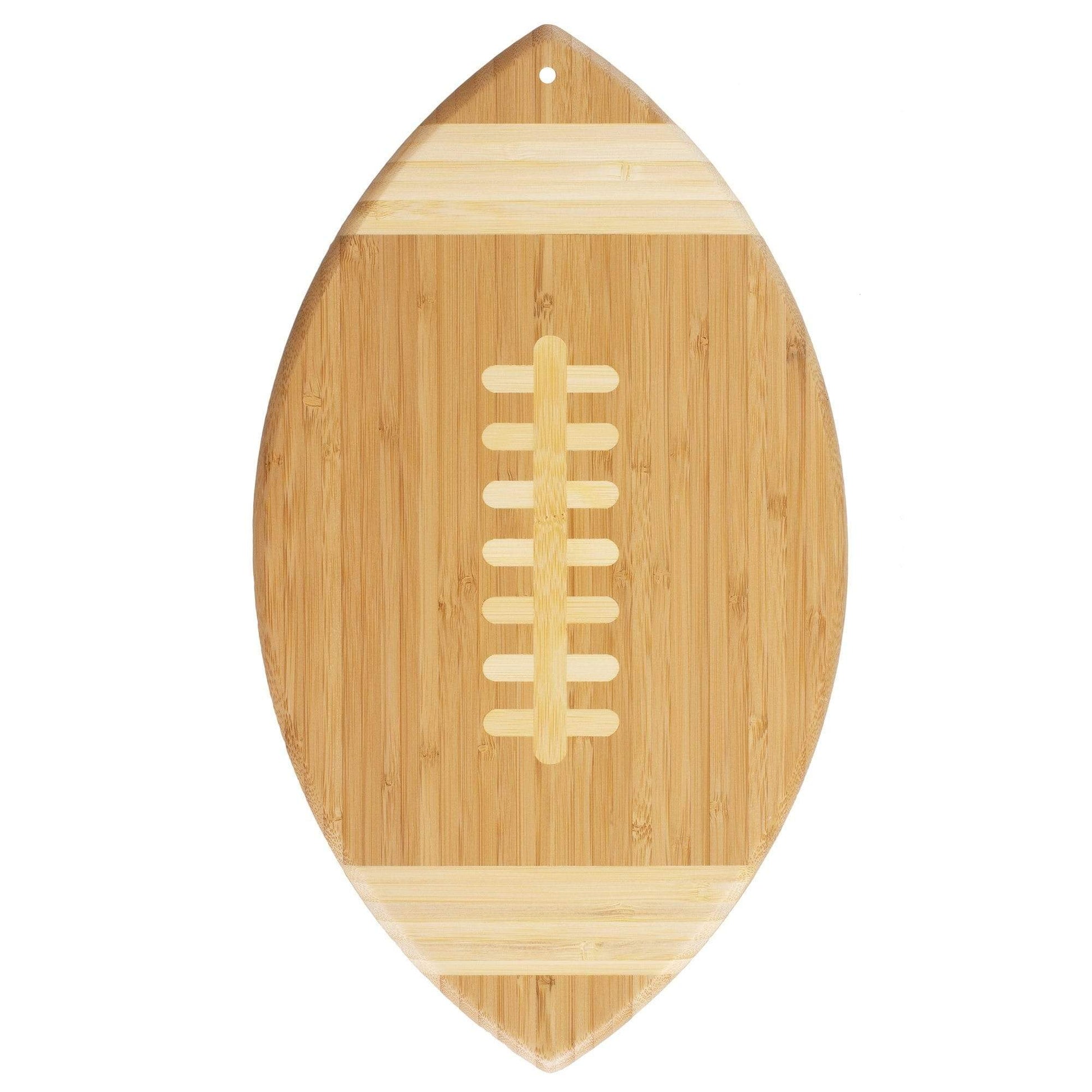 football shaped serving and cutting board on a white background