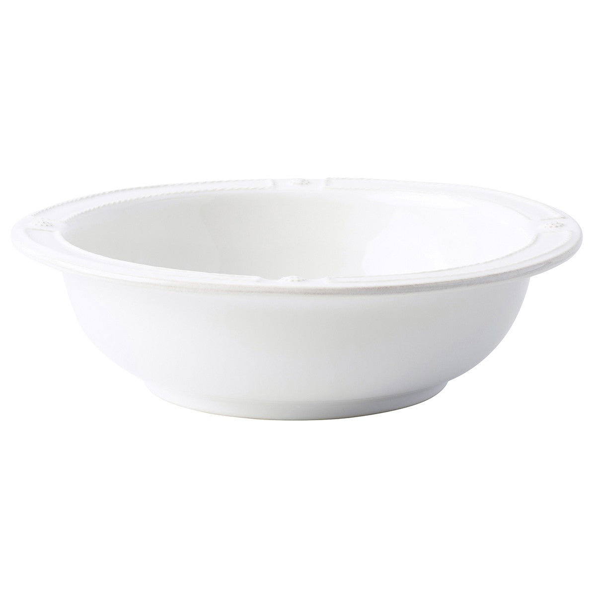 whitewashed berry and thread serving bowl on a white background