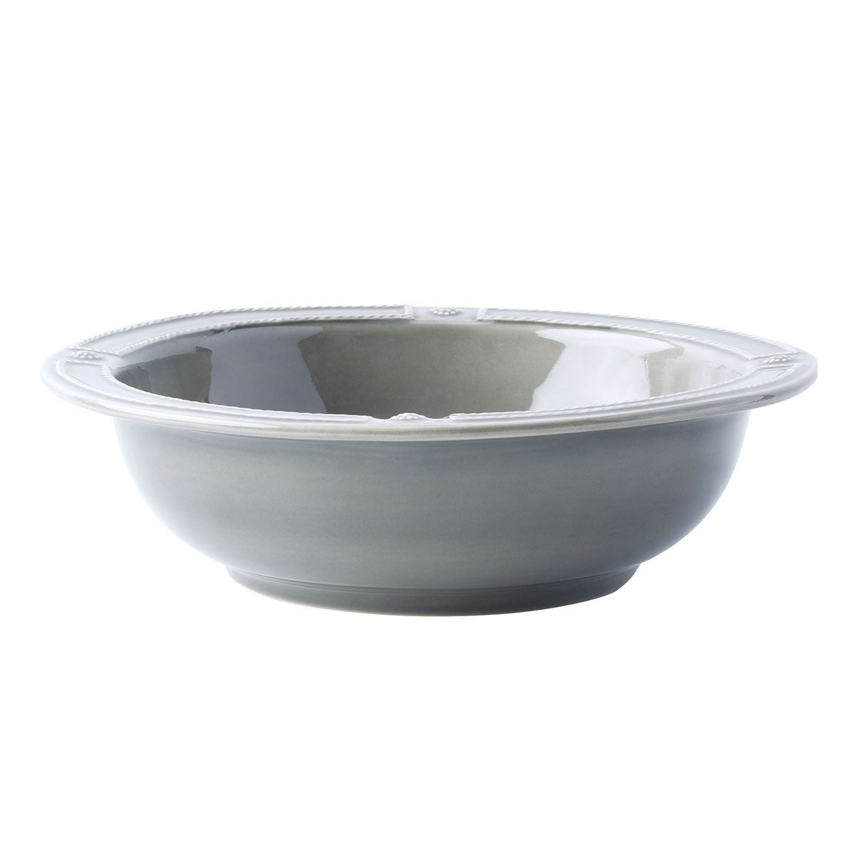 stone gray berry and thread serving bowl on a white background