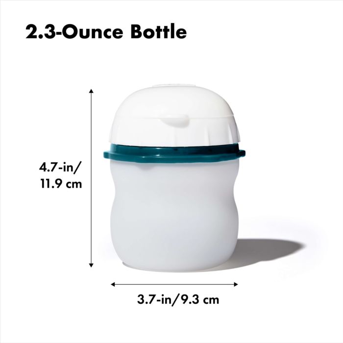 bottle with measurements "4.7 inches tall by 3.7 inches wide".