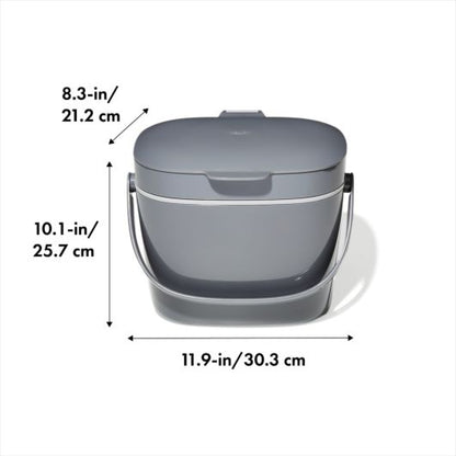 compost bucket with measurments.