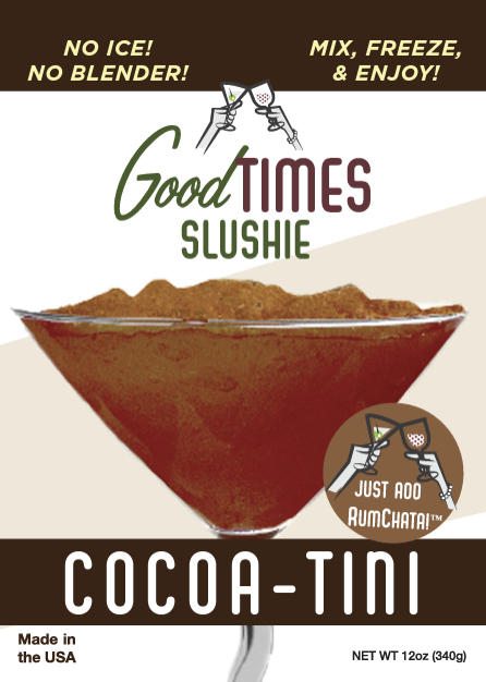 front of the cocoa tini slushie mix package 