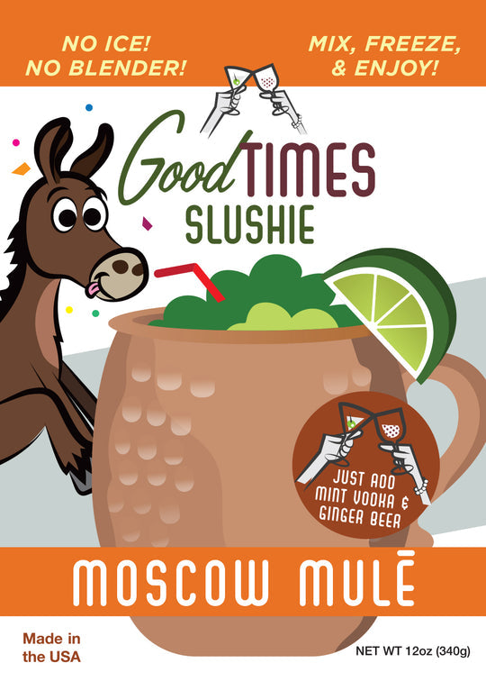 front of the moscow mule slushie mix package
