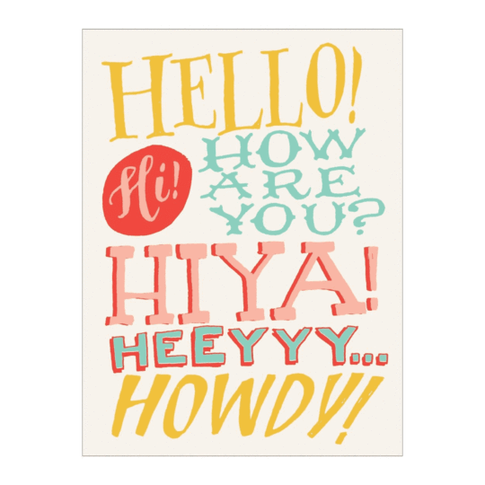 note card with text "hello HI how are you".
