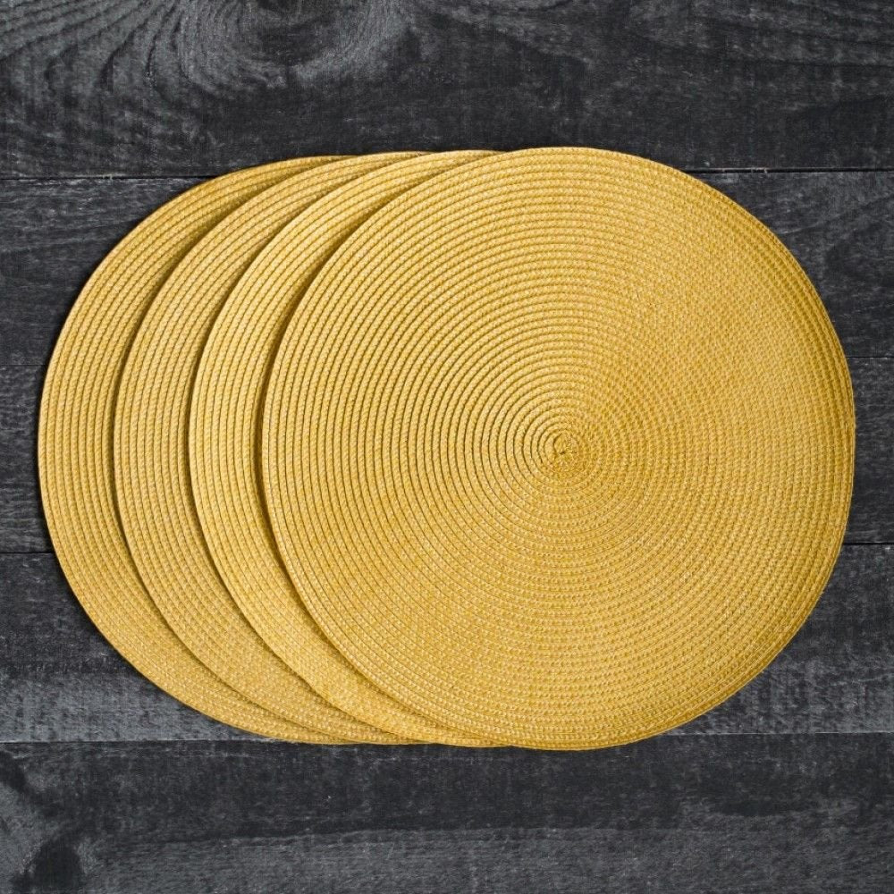 4 round yellow placemats.