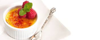 ramekin filled with touched creme brulee.
