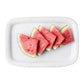 large berry and thread melamine serving platter with watermelon slices on a white background