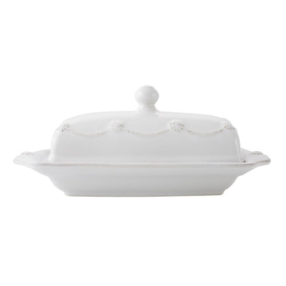 berry and thread butter dish on a white background