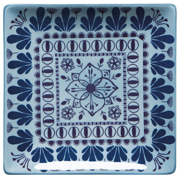 square light blue with dark blue embossing porto plate