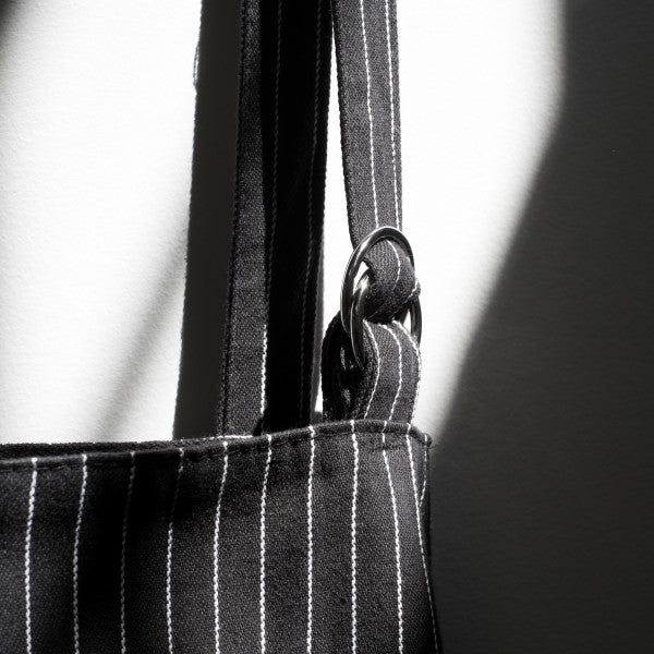 close-up of apron straps.