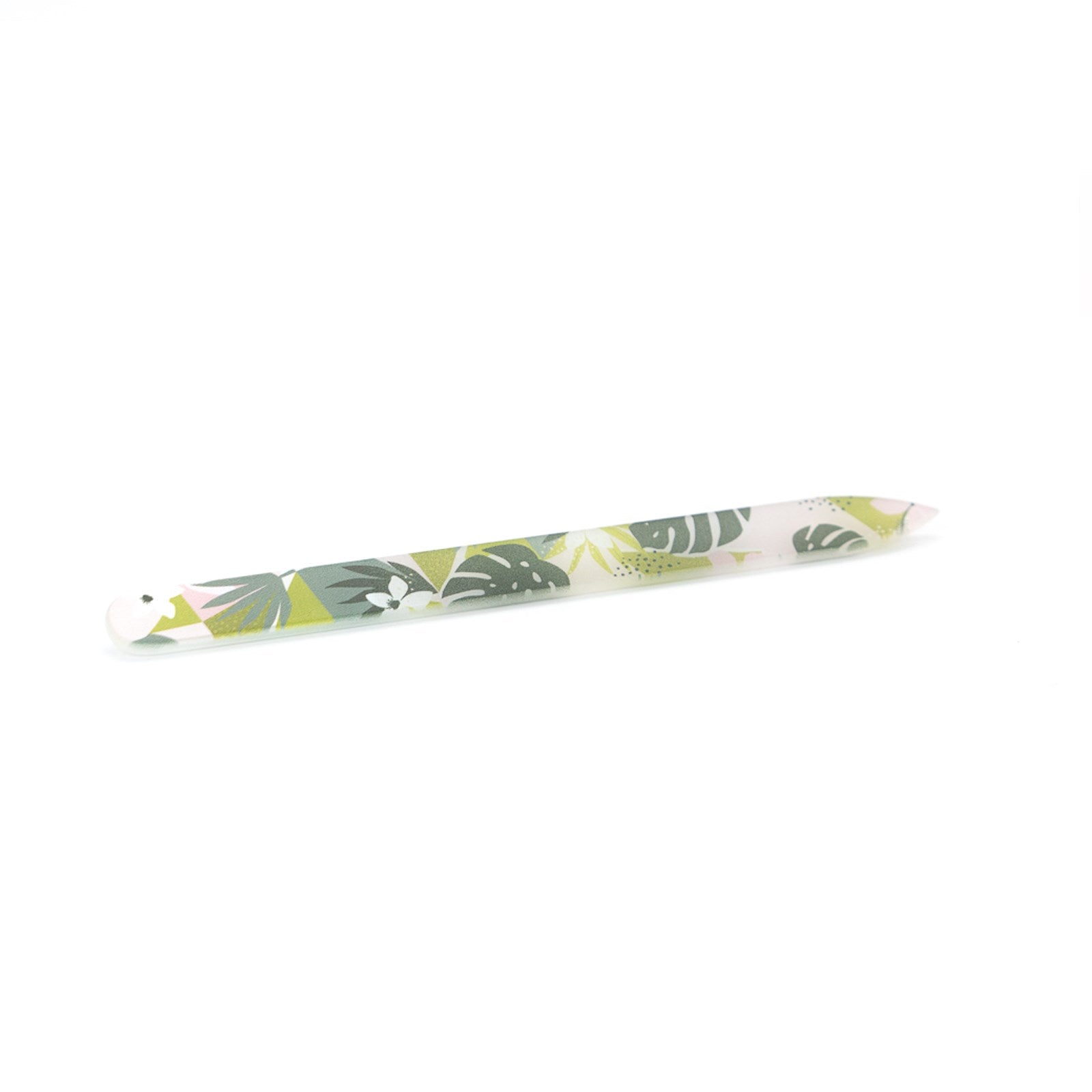 tropical glass nail file on a white background