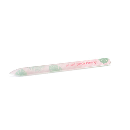 mani pedi ready glass nail file on a white background