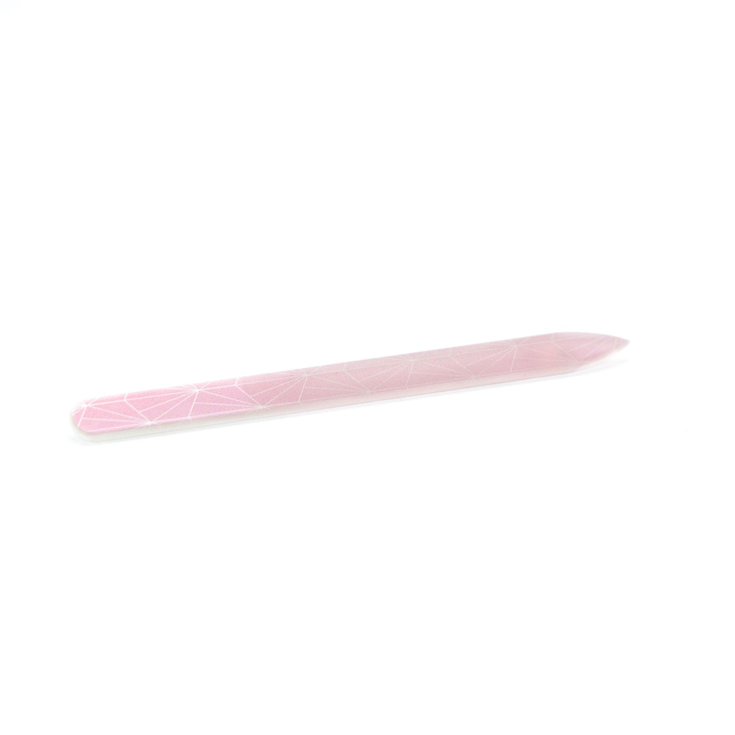 pink geometric glass nail file on a white background