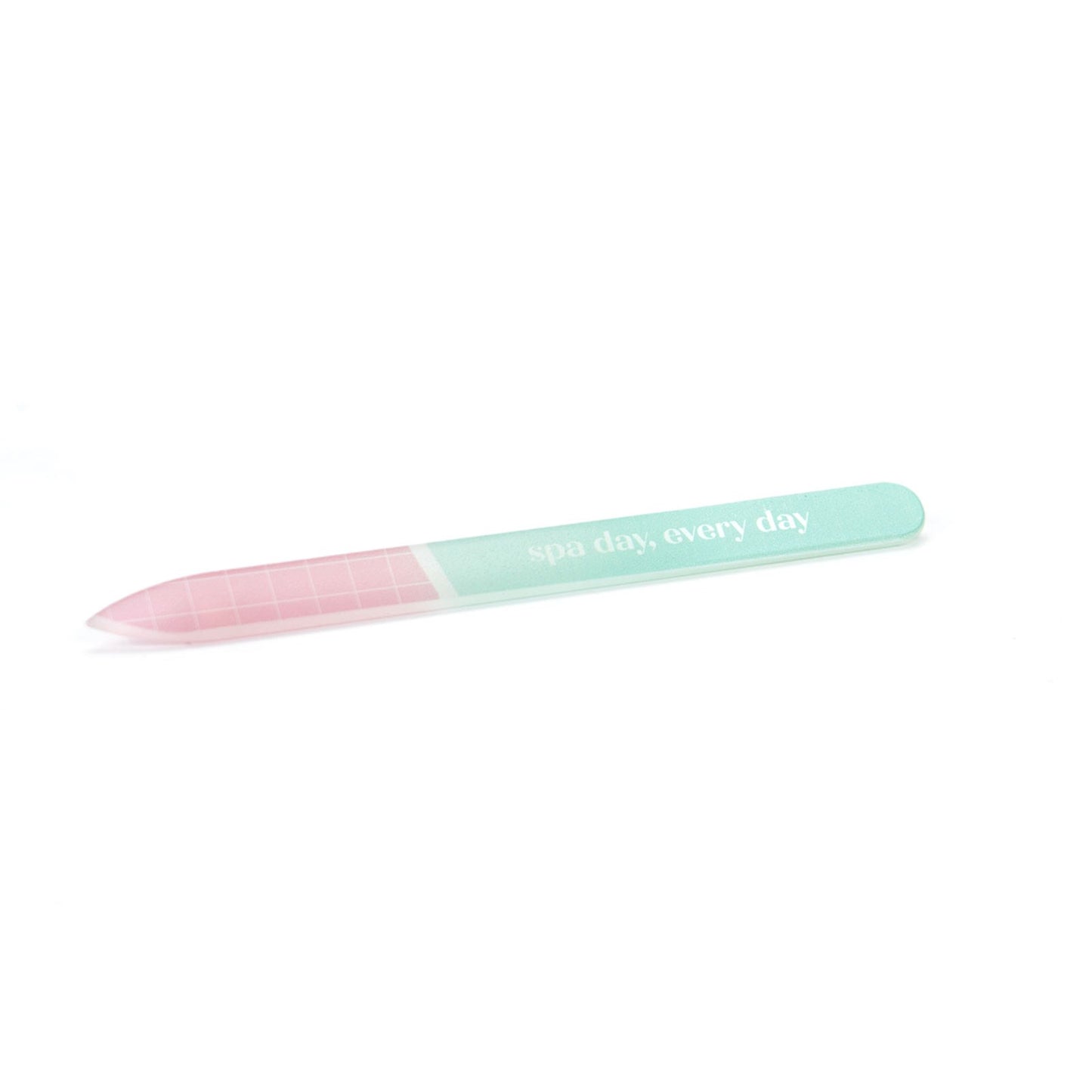spa day glass nail file on a white background