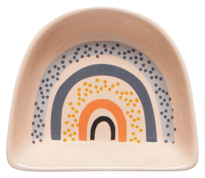 dotted rainbow pinch bowl on a white background