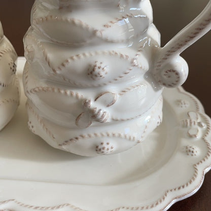 closeup view of the beehive creamer displayed on a platter