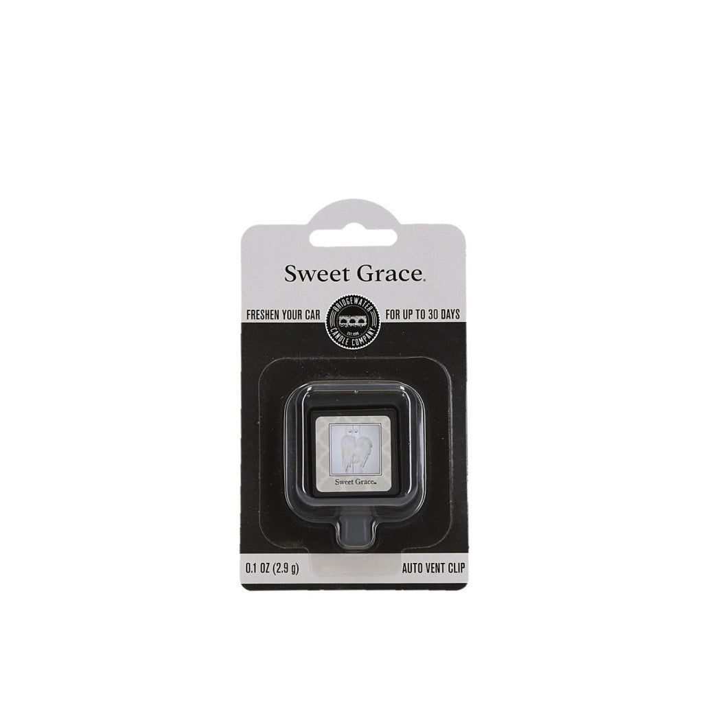 sweet grace auto car vent clip displayed in the package on a white background