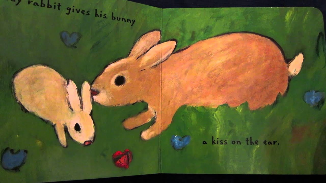 open book showing page with graphic of bunny and baby.