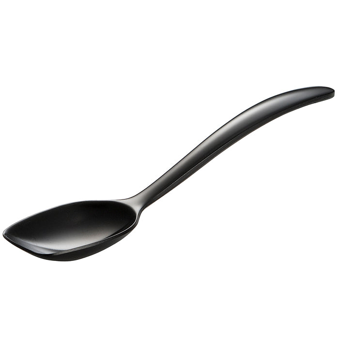 black mini solid spoon on a white background