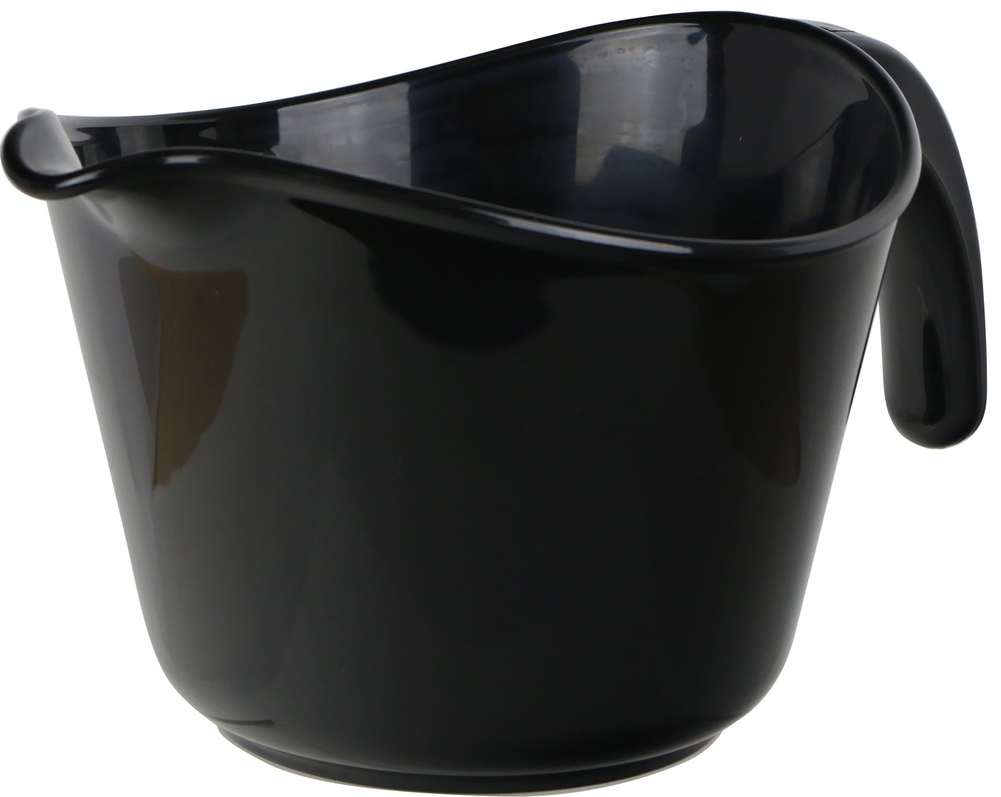black batter bowl on white background.