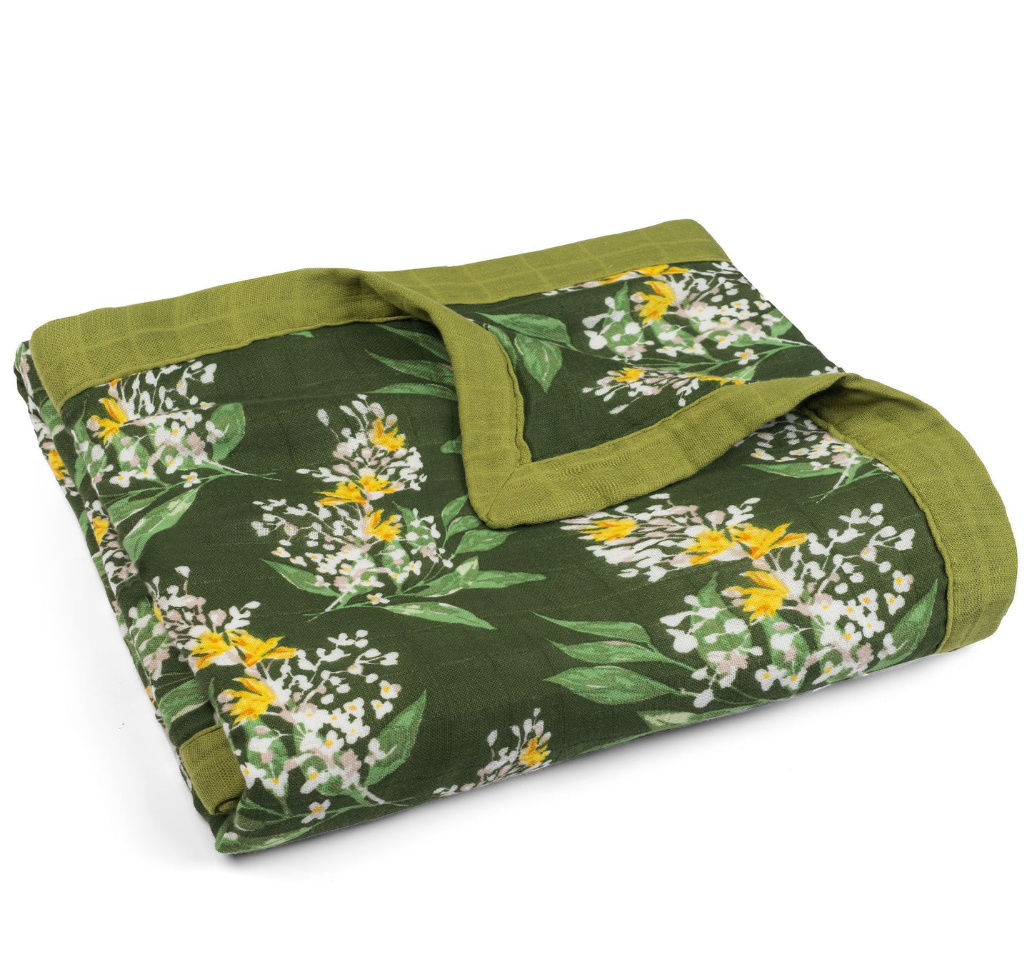 green floral lovey folded on a white background