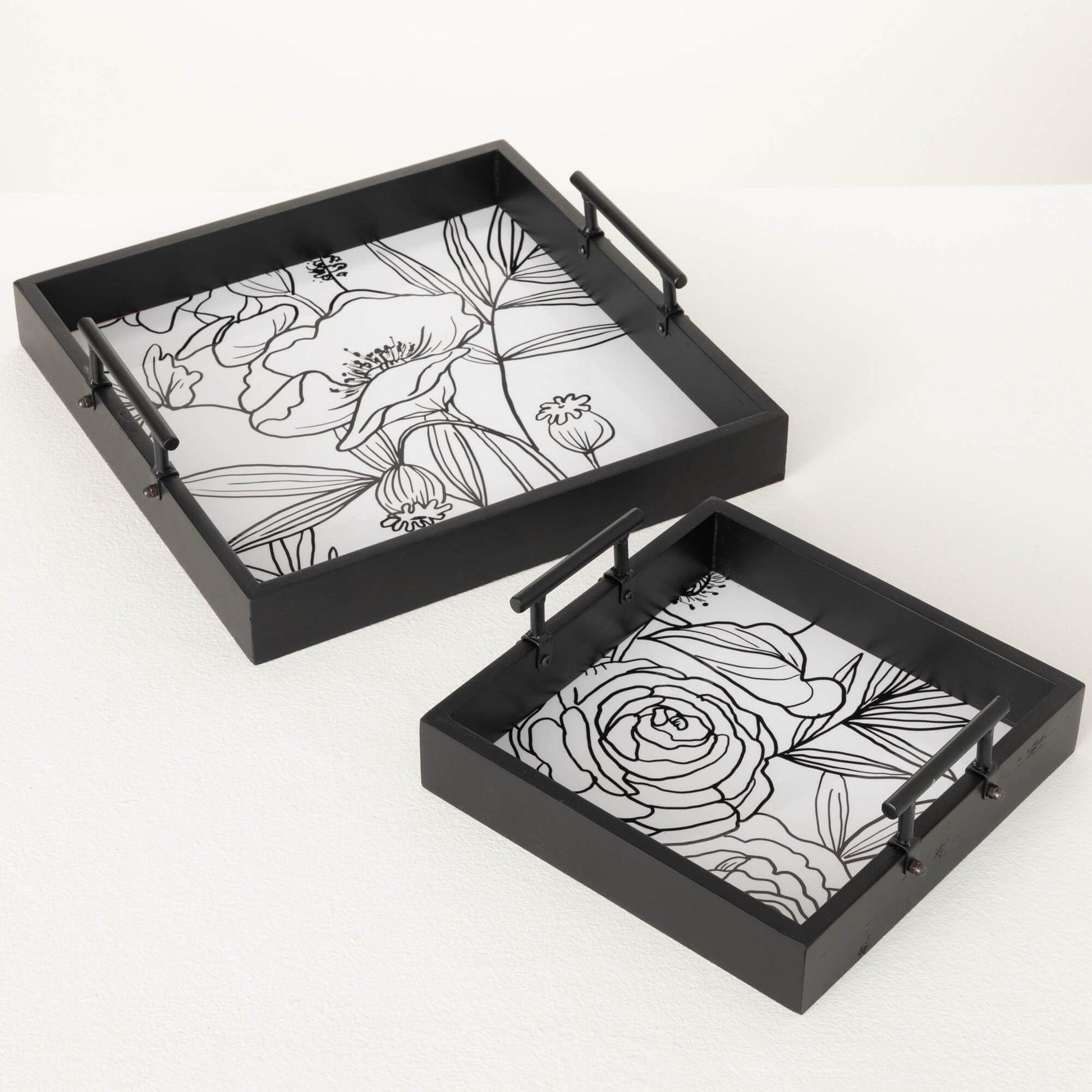 Sullivans - Wooden Floral Line Art Tray – Kitchen Store & More