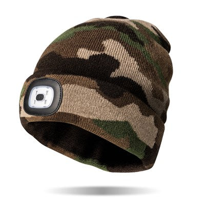 camo beanie with a light in the cuff.