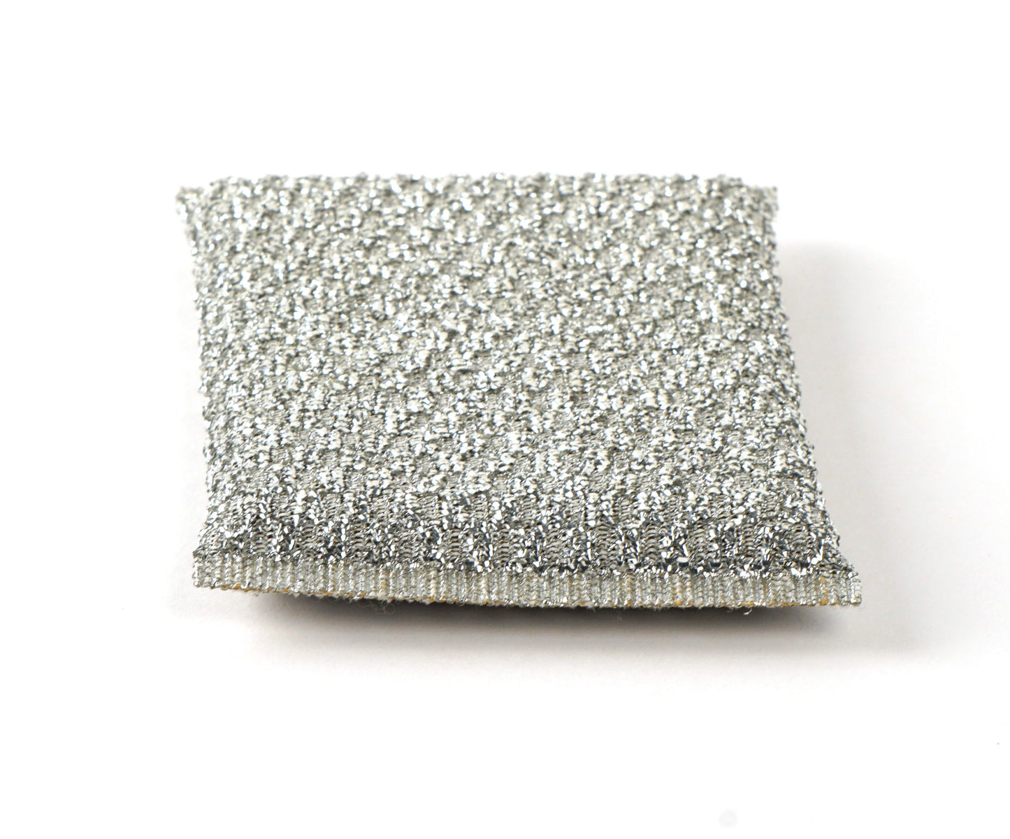 silver scrubber on white background.