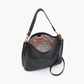 open view of the black pier crossbody shoulder bag on a white background