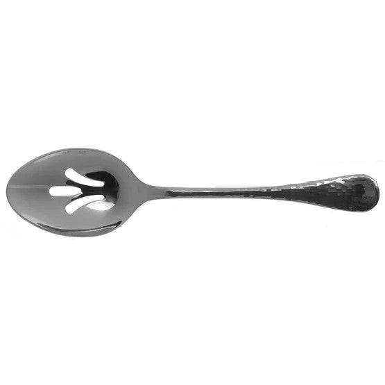 the lafayette pierced serving spoon on a white background