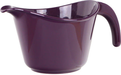 purple batter bowl on white background.