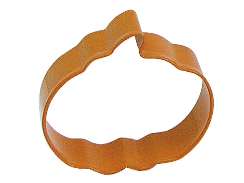 pumpkin shaped shaped orange metal cookie cutter.