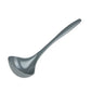gray melamine soup ladle on a white background