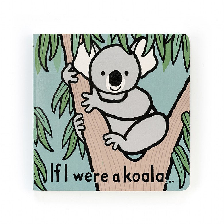 front cover of book has illustration of a koala in a tree and text in black on a white background