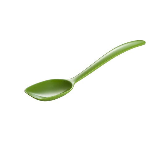 green mini solid spoon on a white background