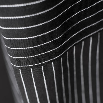 close-up of apron stripes.