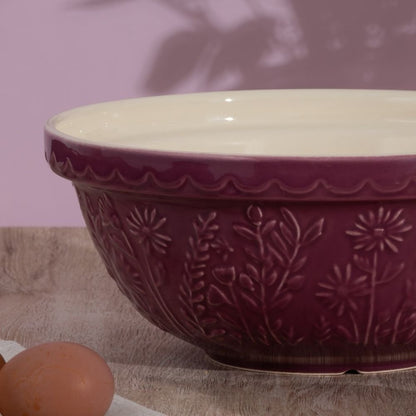 close-up of purple bowl.