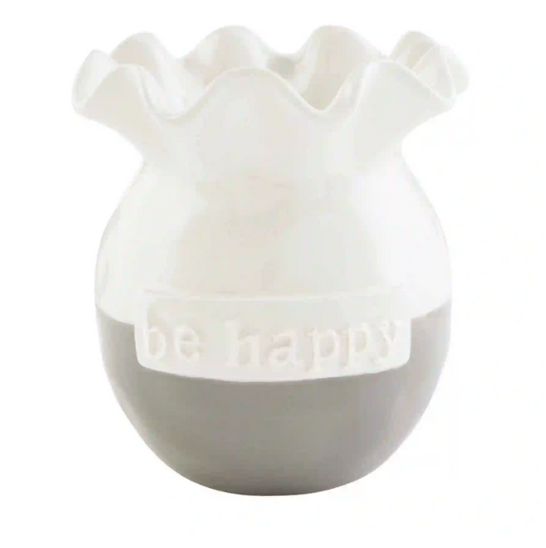 medium happy ruffle vase on white background.