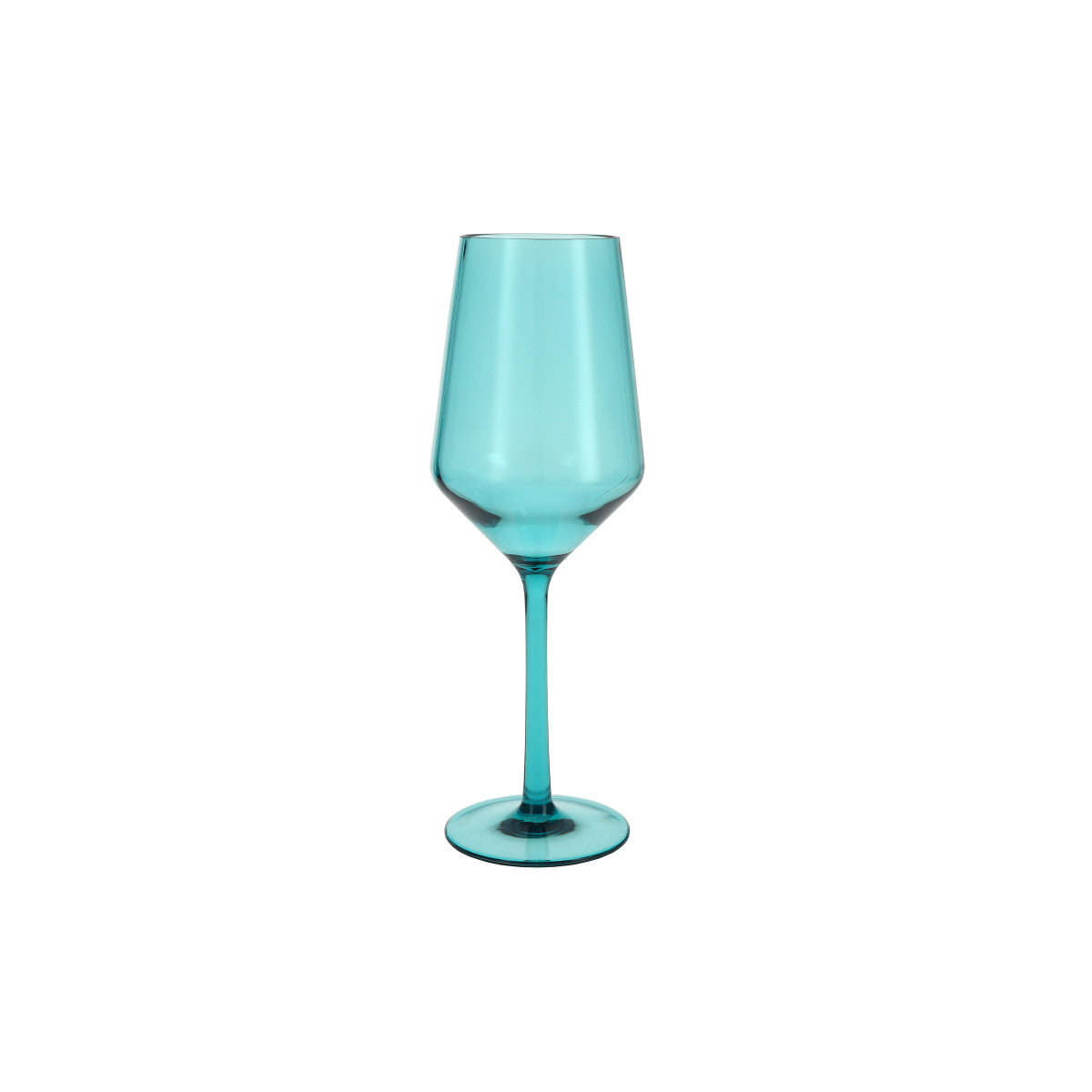 blue wine glass on white background.