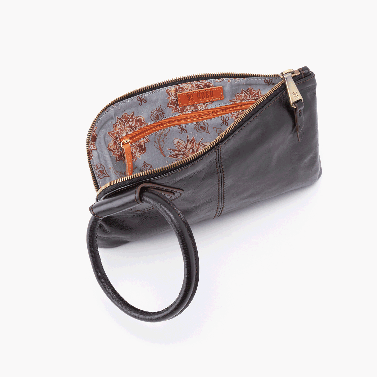 open view of the black sable wristlet on a white background